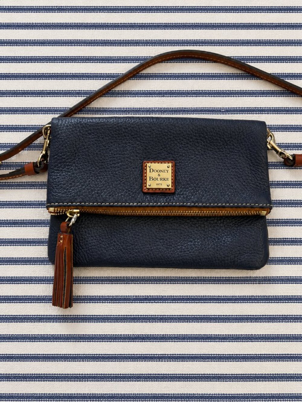 Dooney & Bourke Navy Pebble Grain Crossbody Clutch Bag